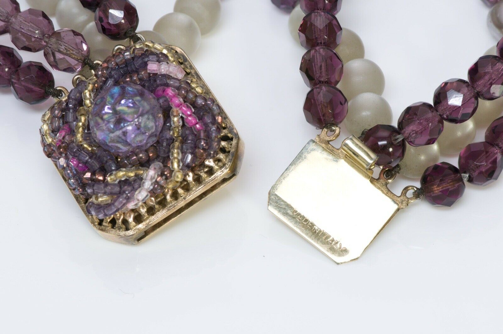 Coppola e Toppo Purple Pink Glass Pearl Necklace