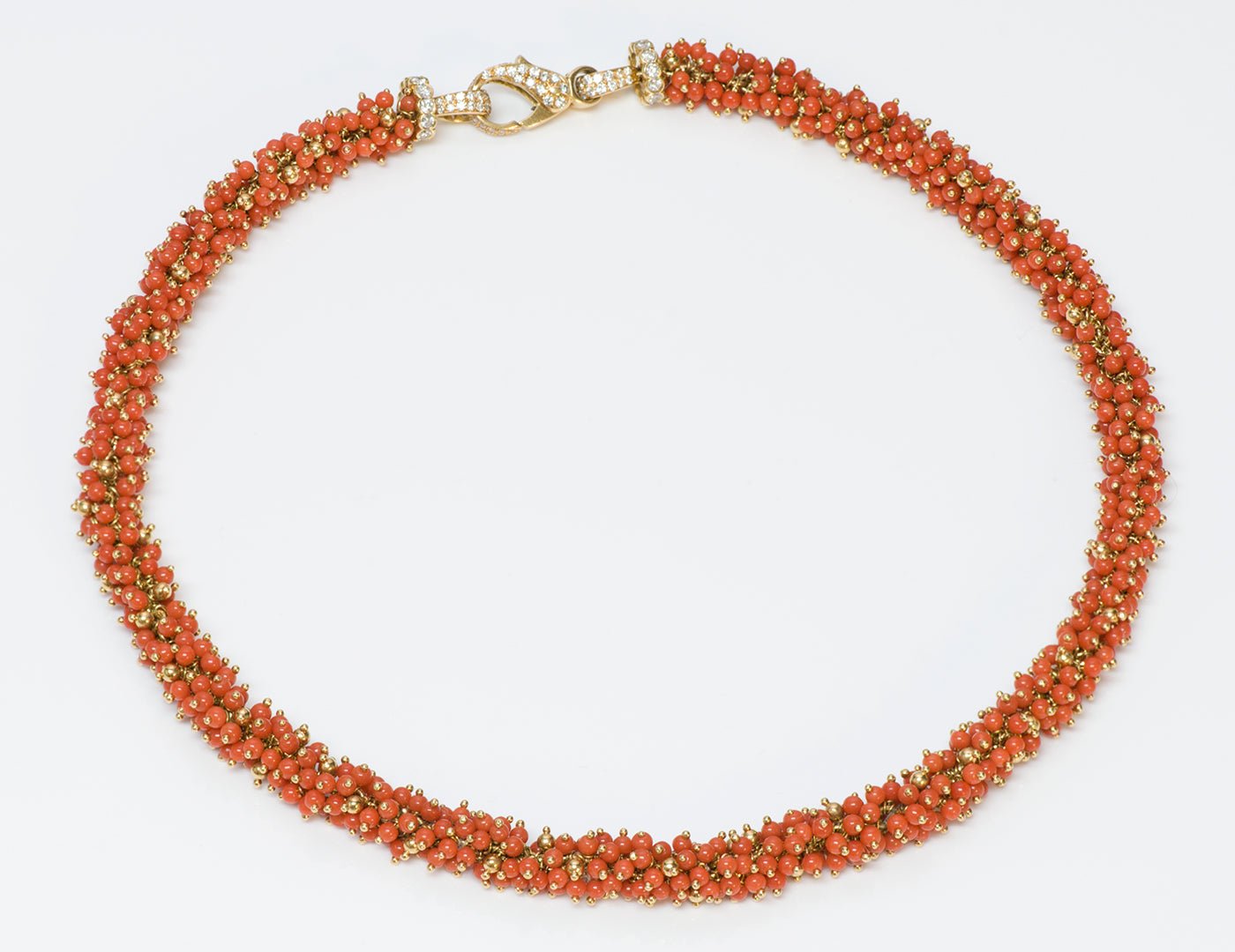 Coral 18K Gold Diamond Necklace