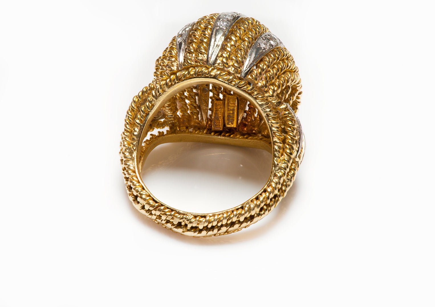 Corletto 18K Gold Twisted Rope Dome Diamond Ring