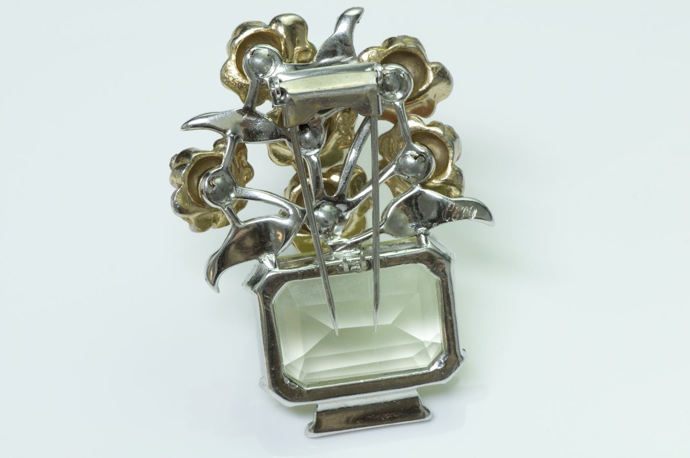 Coro Enamel Crystal Flower Brooch