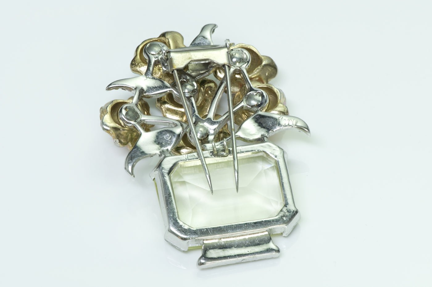 Coro Enamel Crystal Flower Brooch