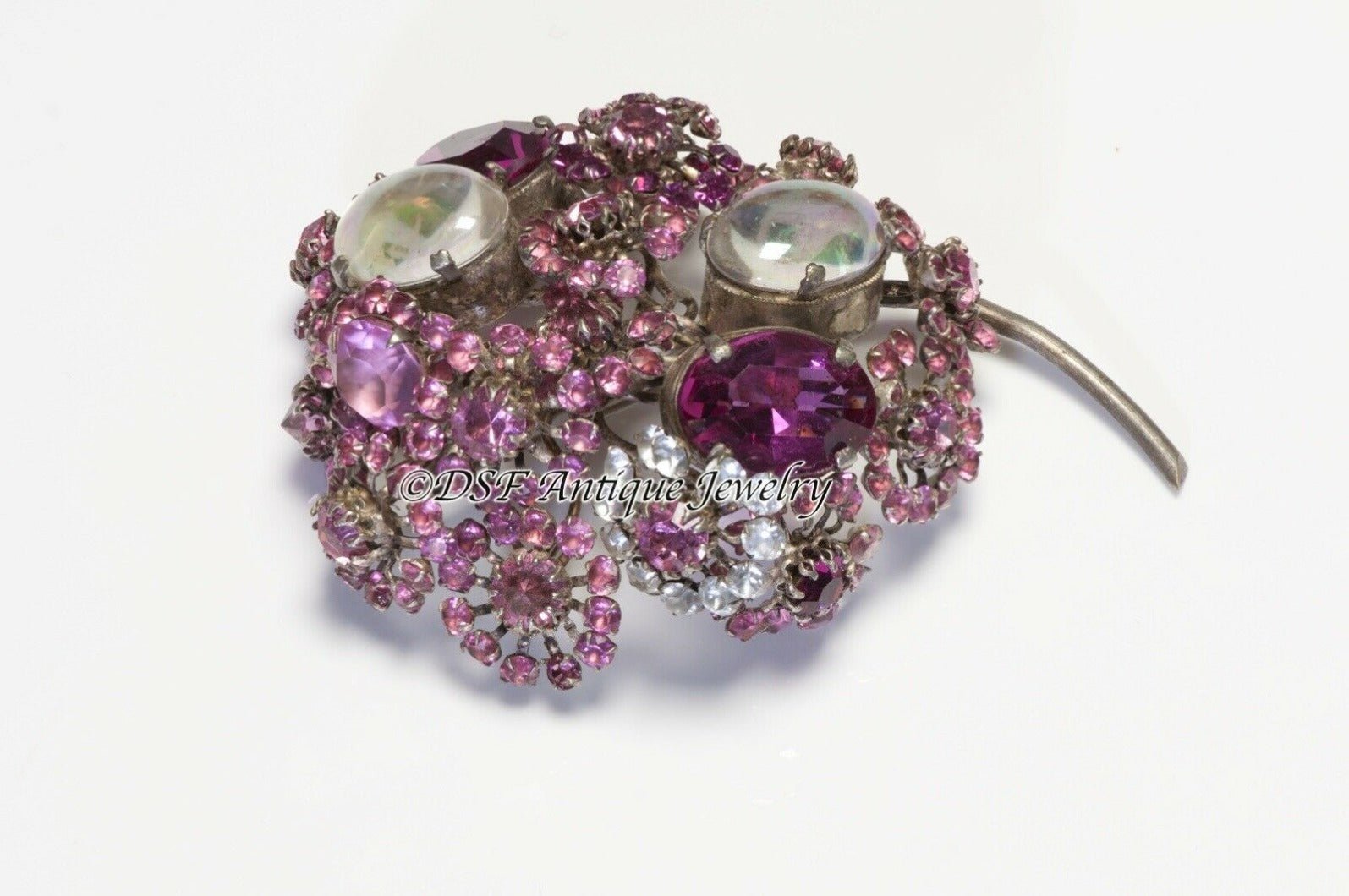 Countess Cissy Zoltowska CIS 1950’s Pink Crystal Flower Brooch