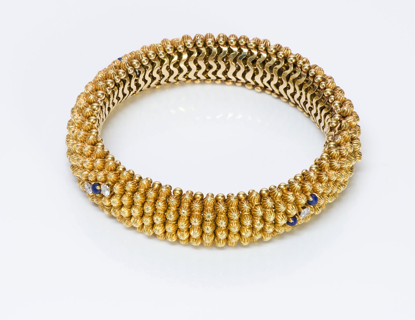 Couscous 18K Gold Diamond Lapis Bracelet