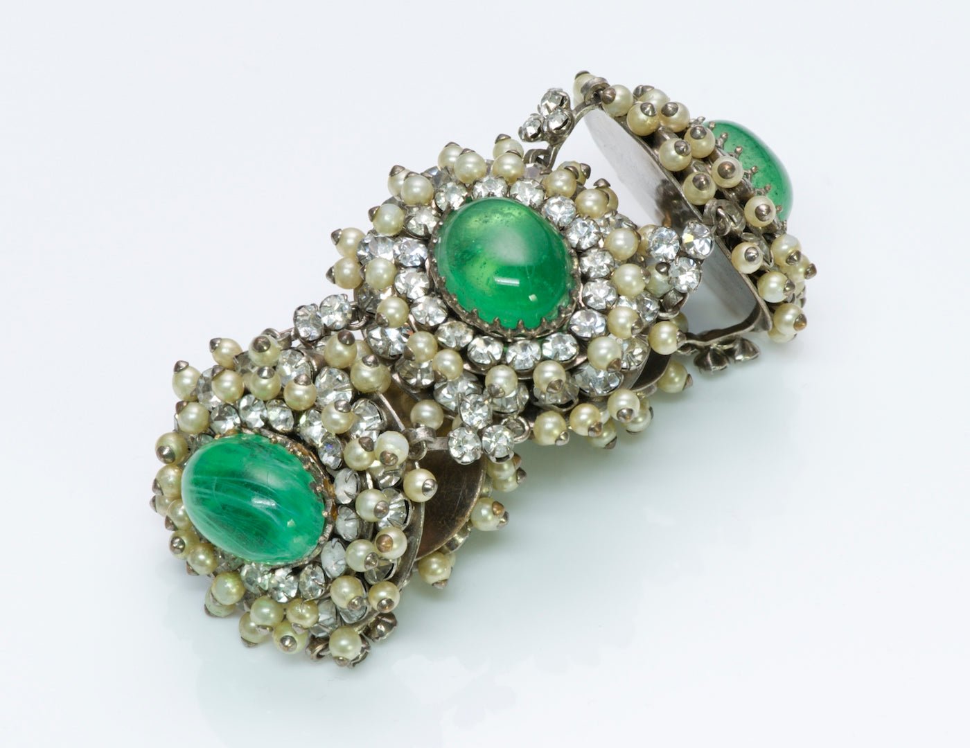 Cristobal Balenciaga Goossens 1950’s Pearl Poured Glass Bracelet