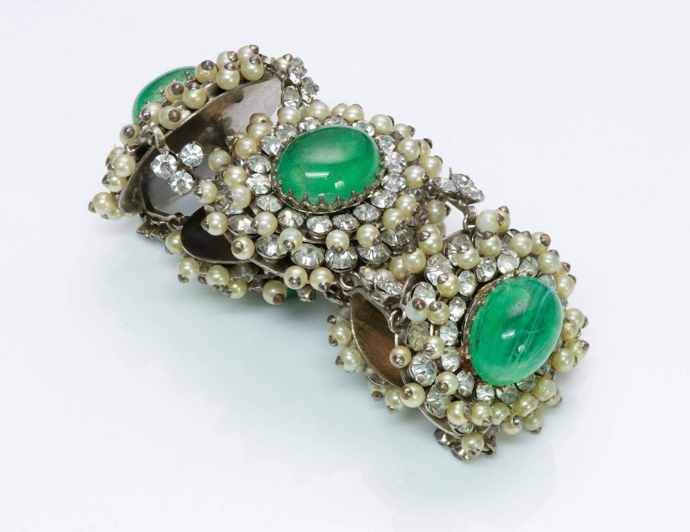 Cristobal Balenciaga Goossens 1950’s Pearl Poured Glass Bracelet