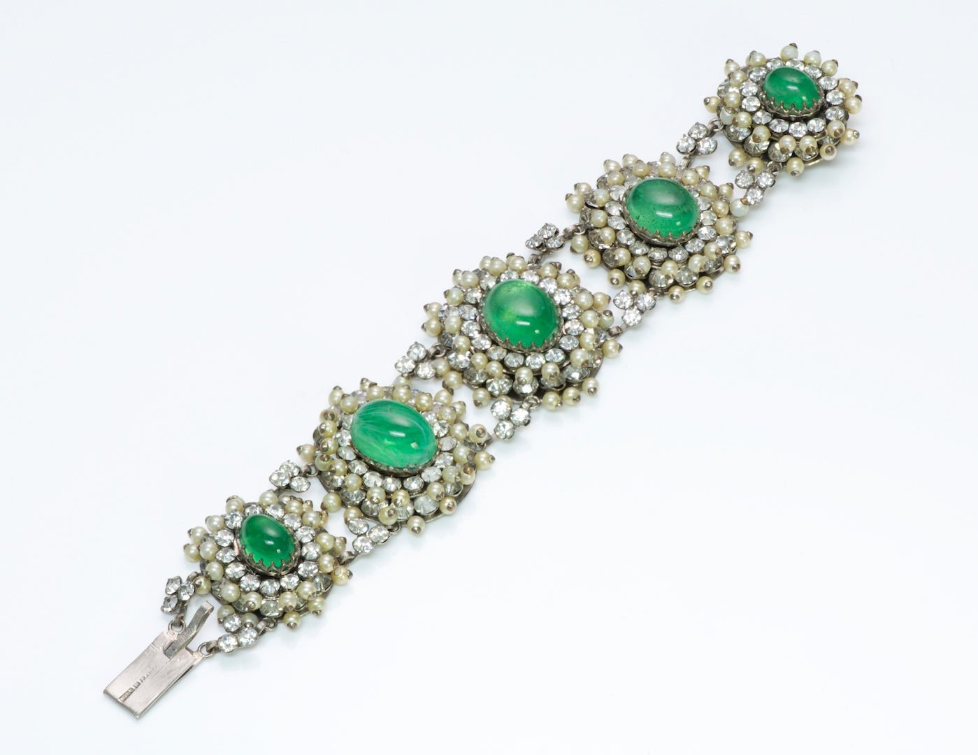 Cristobal Balenciaga Goossens 1950’s Pearl Poured Glass Bracelet