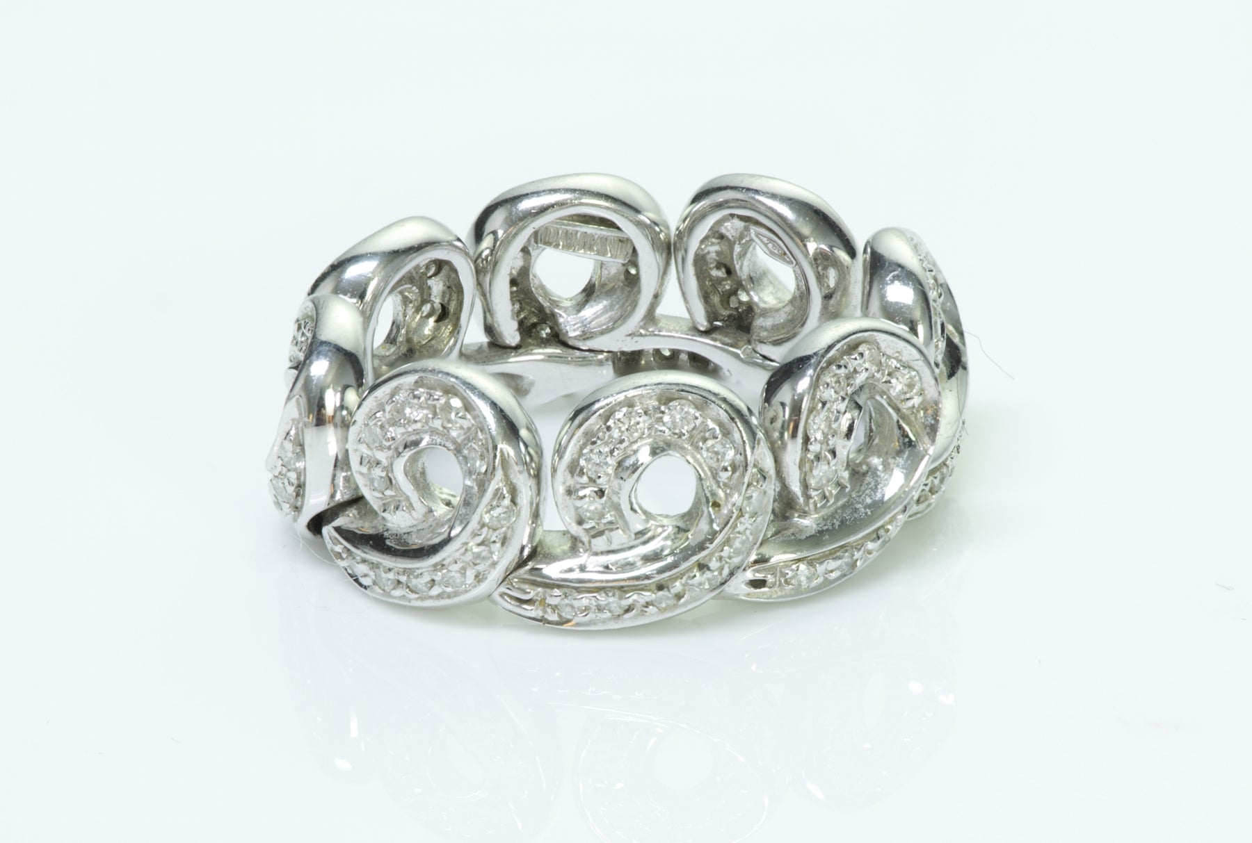 Damiani 18K White Gold Diamond Flexible Ring