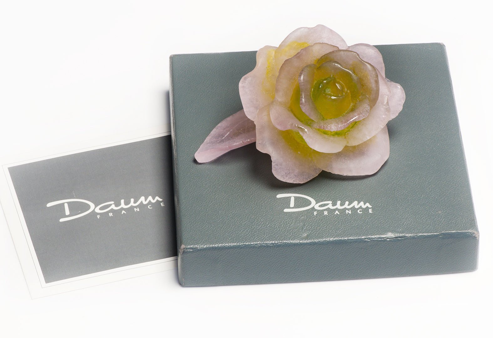 Daum Nancy Art Glass Rose Pate de Verre Paperweight