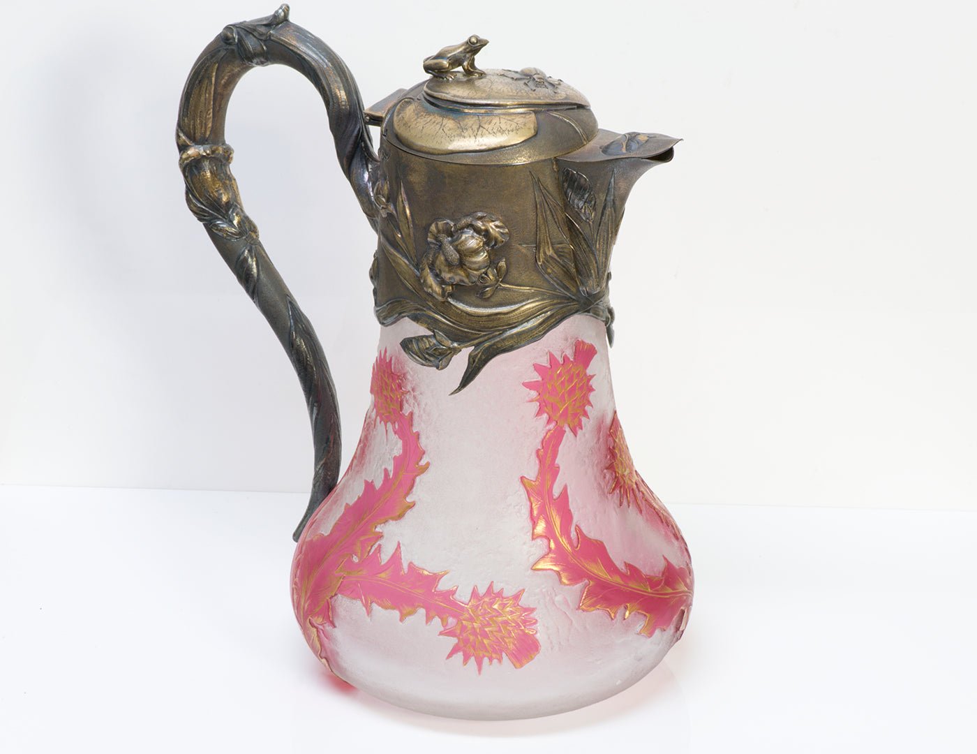 Daum Nancy Cameo Glass Sterling Silver Claret Jug