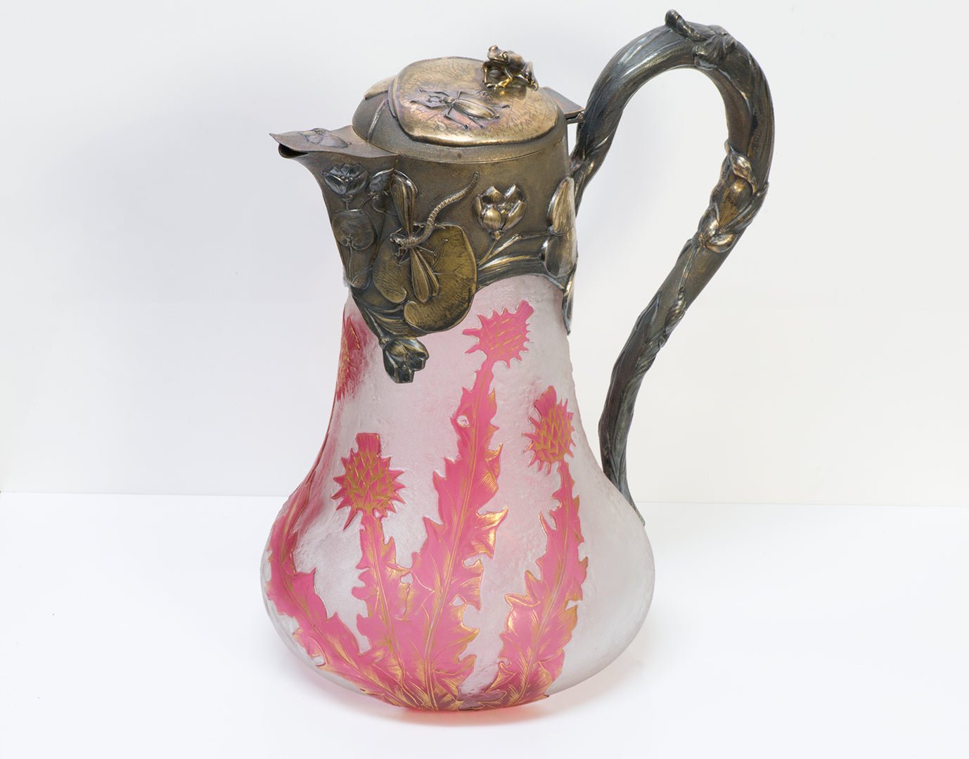 Daum Nancy Cameo Glass Sterling Silver Claret Jug