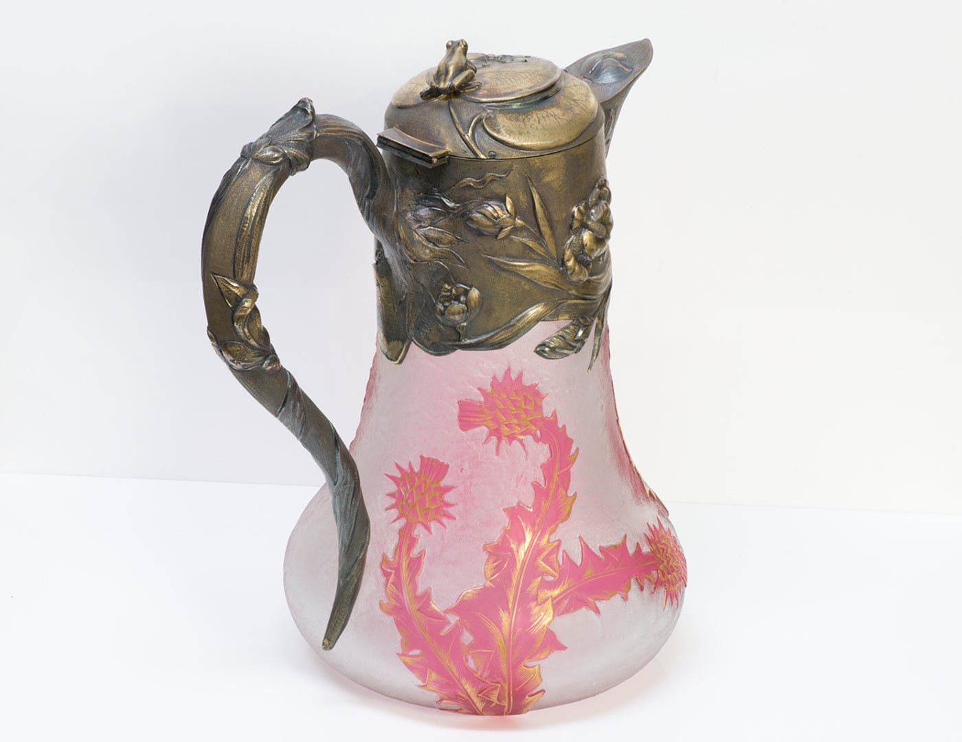 Daum Nancy Cameo Glass Sterling Silver Claret Jug