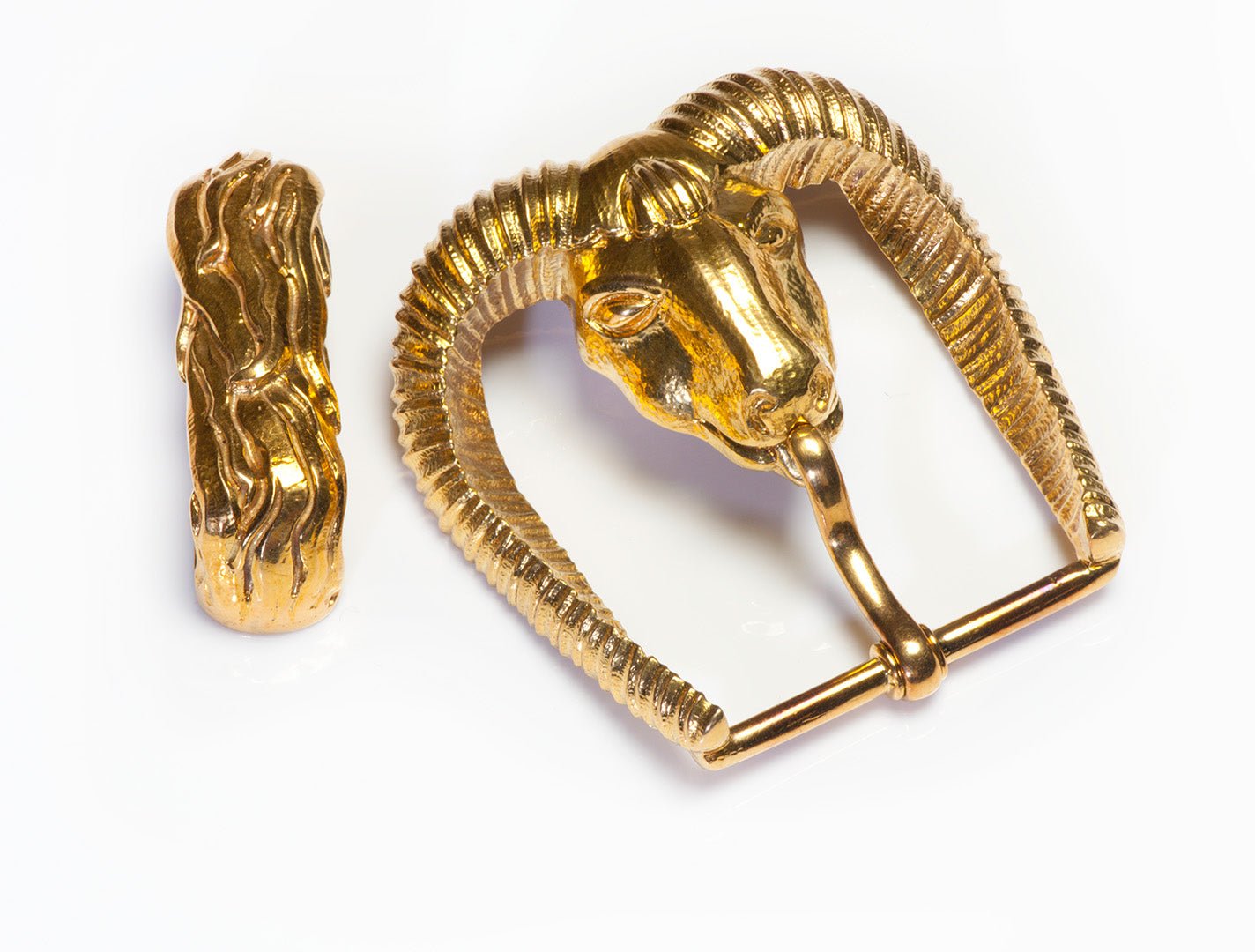 David Webb 18K Gold Ram Belt Buckle
