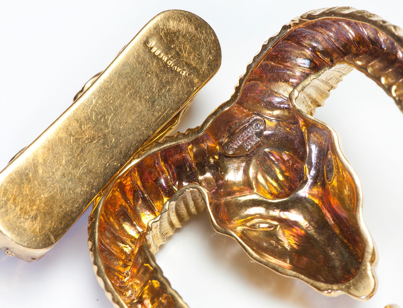 David Webb 18K Gold Ram Belt Buckle