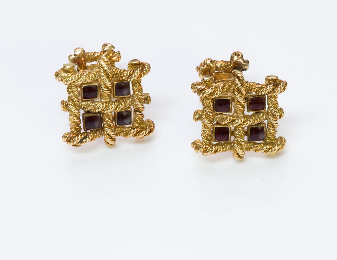 David Webb Enamel Gold Cufflink & Studs