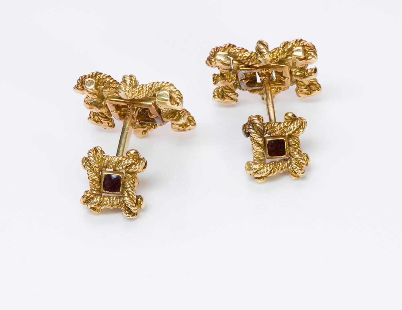 David Webb Enamel Gold Cufflink & Studs