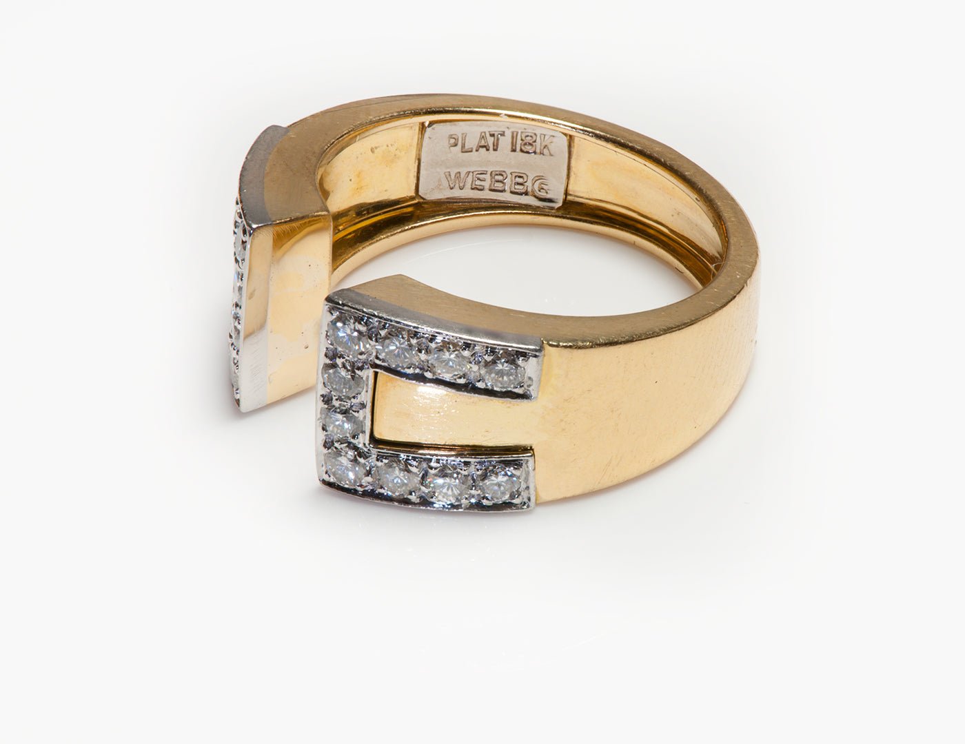 David Webb Gap Motif Gold Platinum Diamond Ring