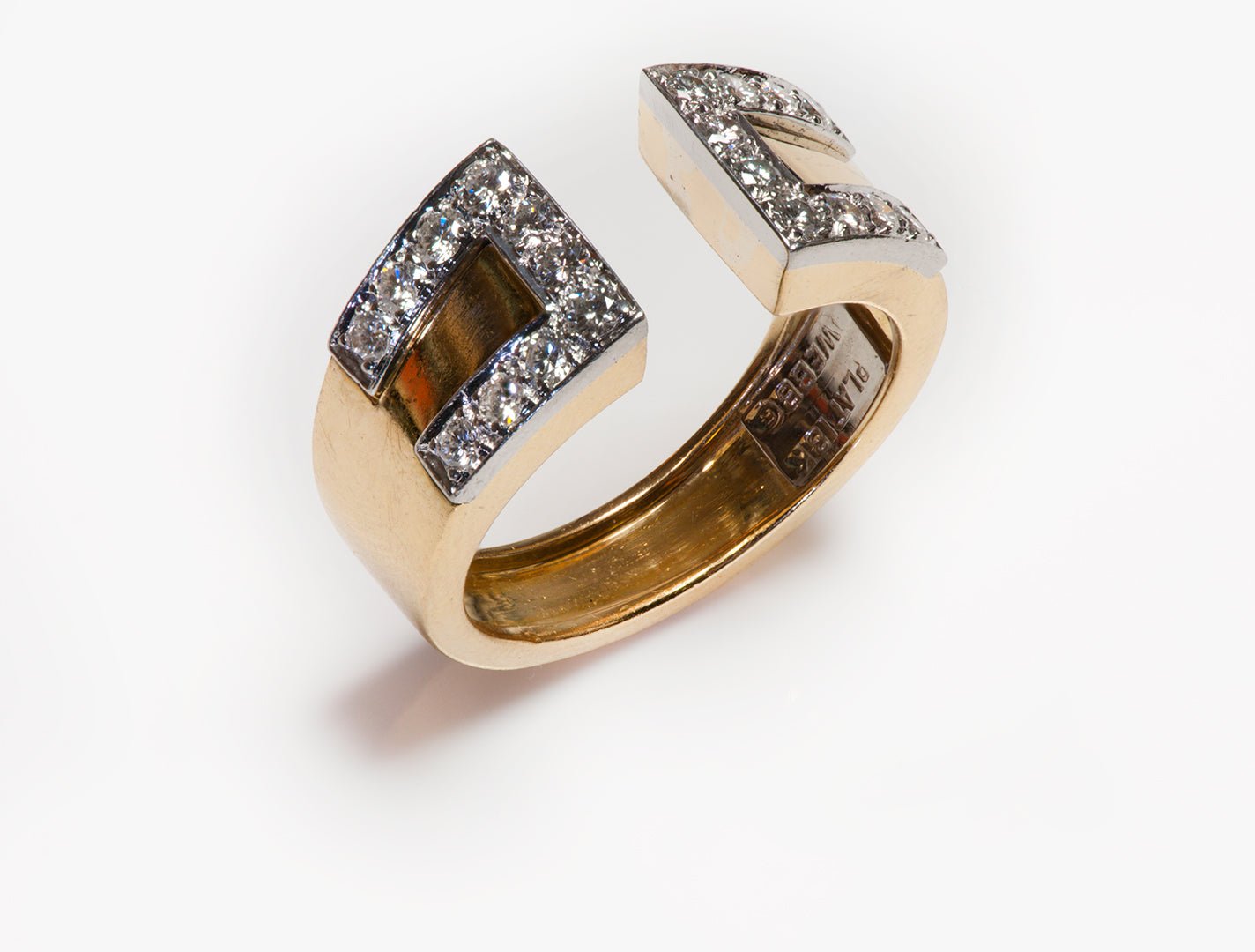 David Webb Gap Motif Gold Platinum Diamond Ring