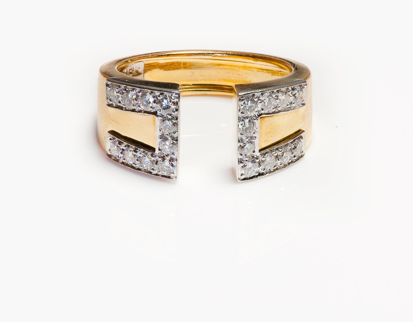 David Webb Gap Motif Gold Platinum Diamond Ring
