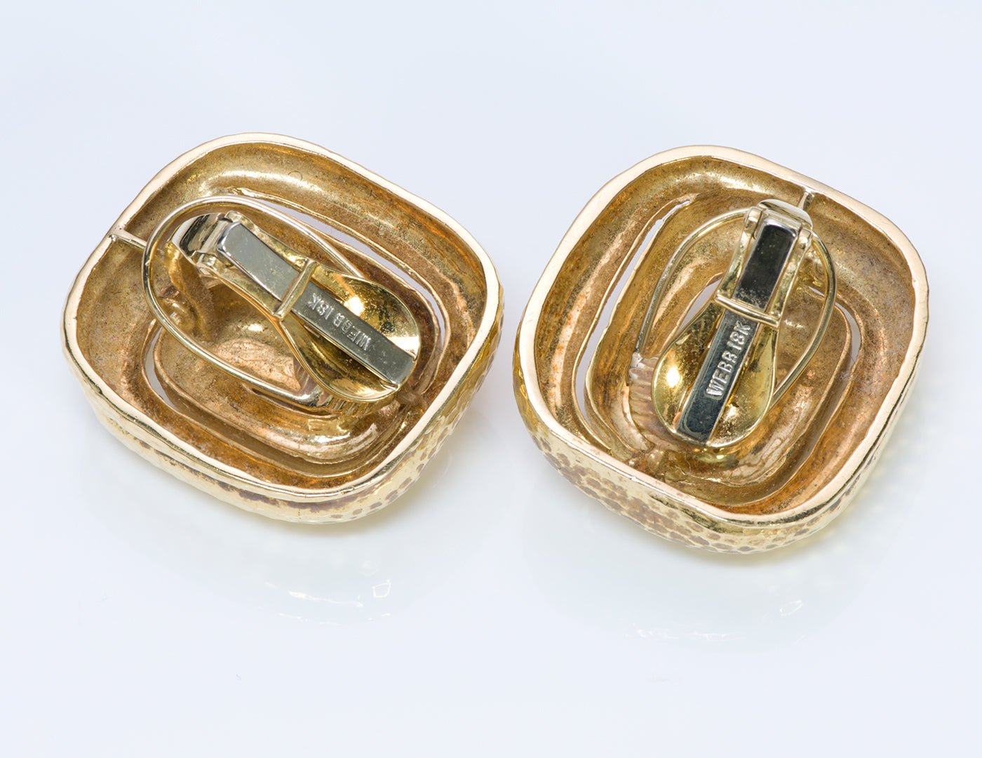 David Webb Hammered 18K Gold Earrings