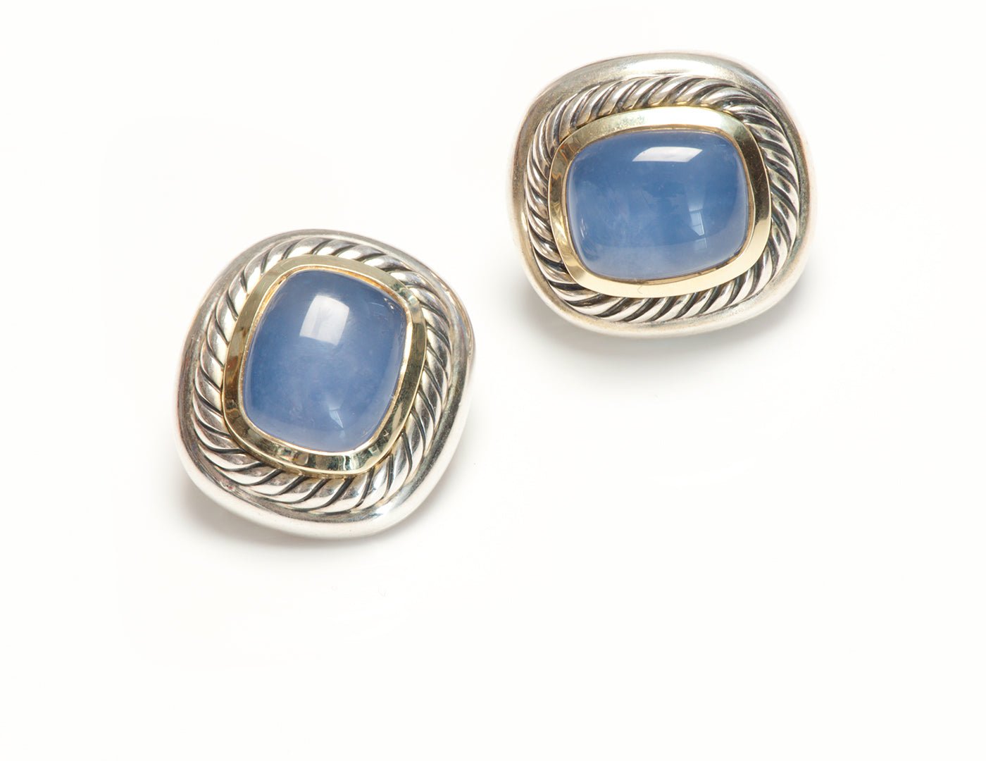 David Yurman Silver Gold Albion Chalcedony Earrings