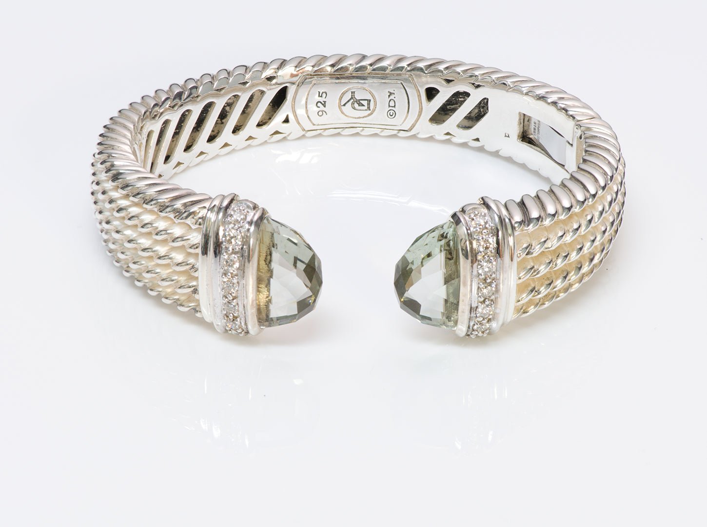 David Yurman Wheaton Diamond Quartz Silver Cuff Bracelet