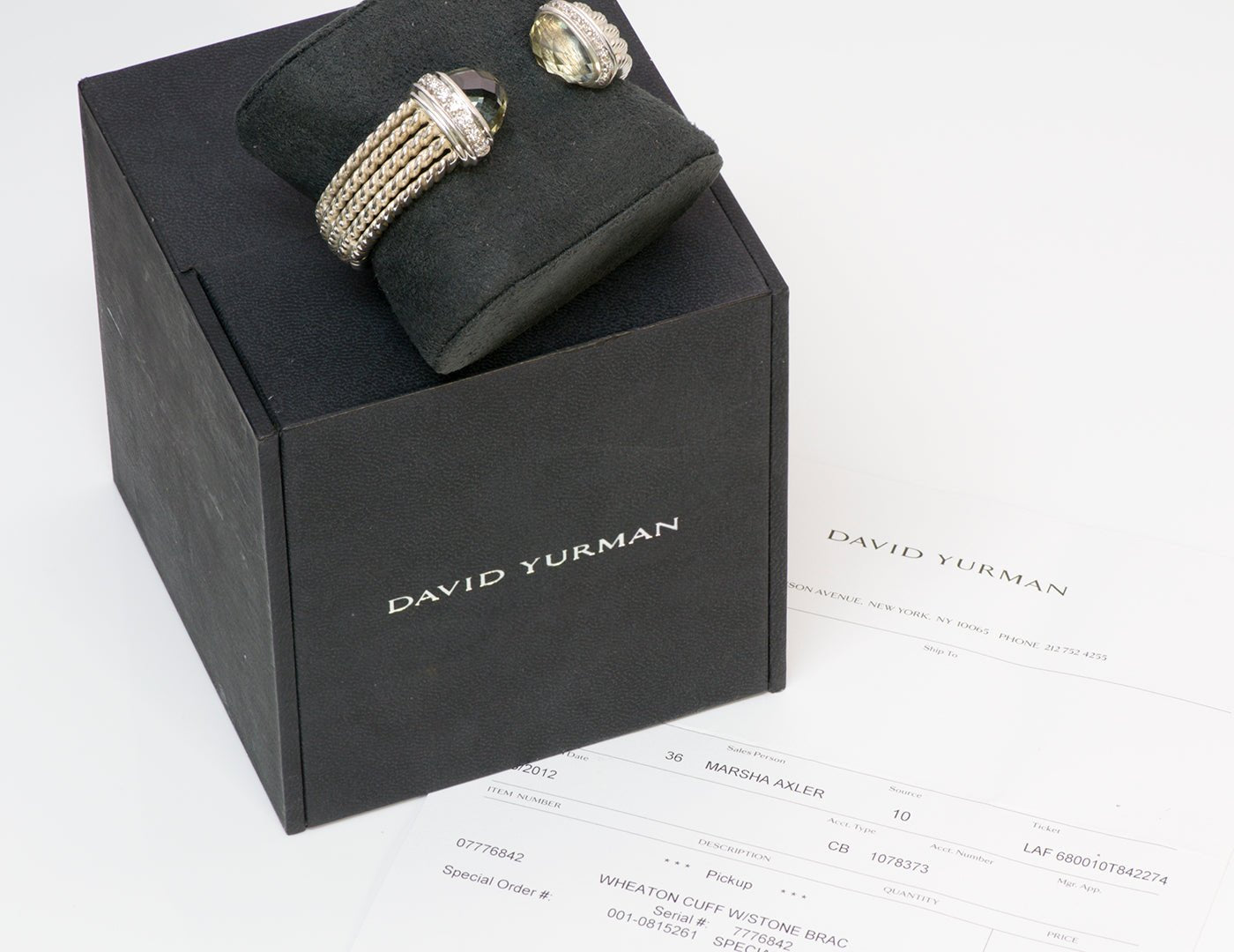 David Yurman Wheaton Diamond Quartz Silver Cuff Bracelet