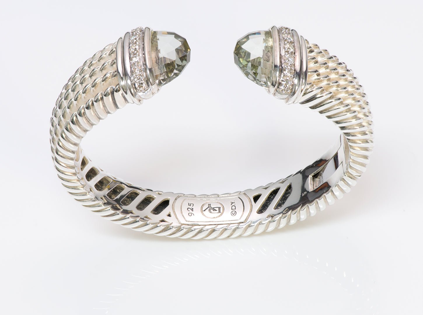 David Yurman Wheaton Diamond Quartz Silver Cuff Bracelet