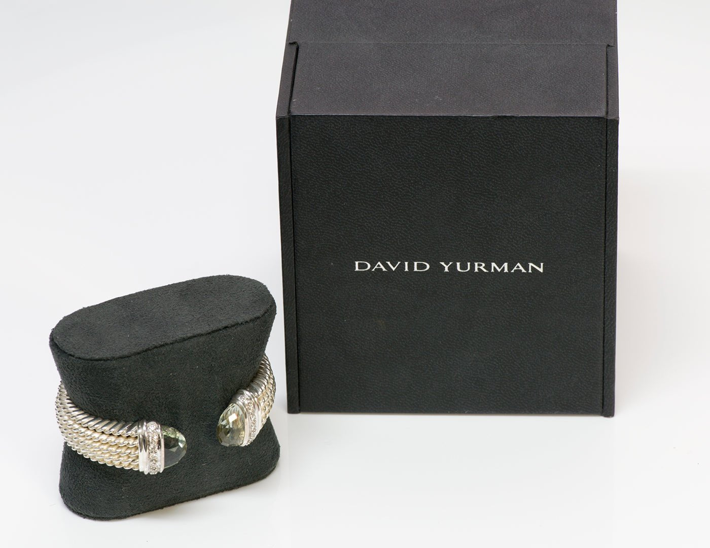 David Yurman Wheaton Diamond Quartz Silver Cuff Bracelet