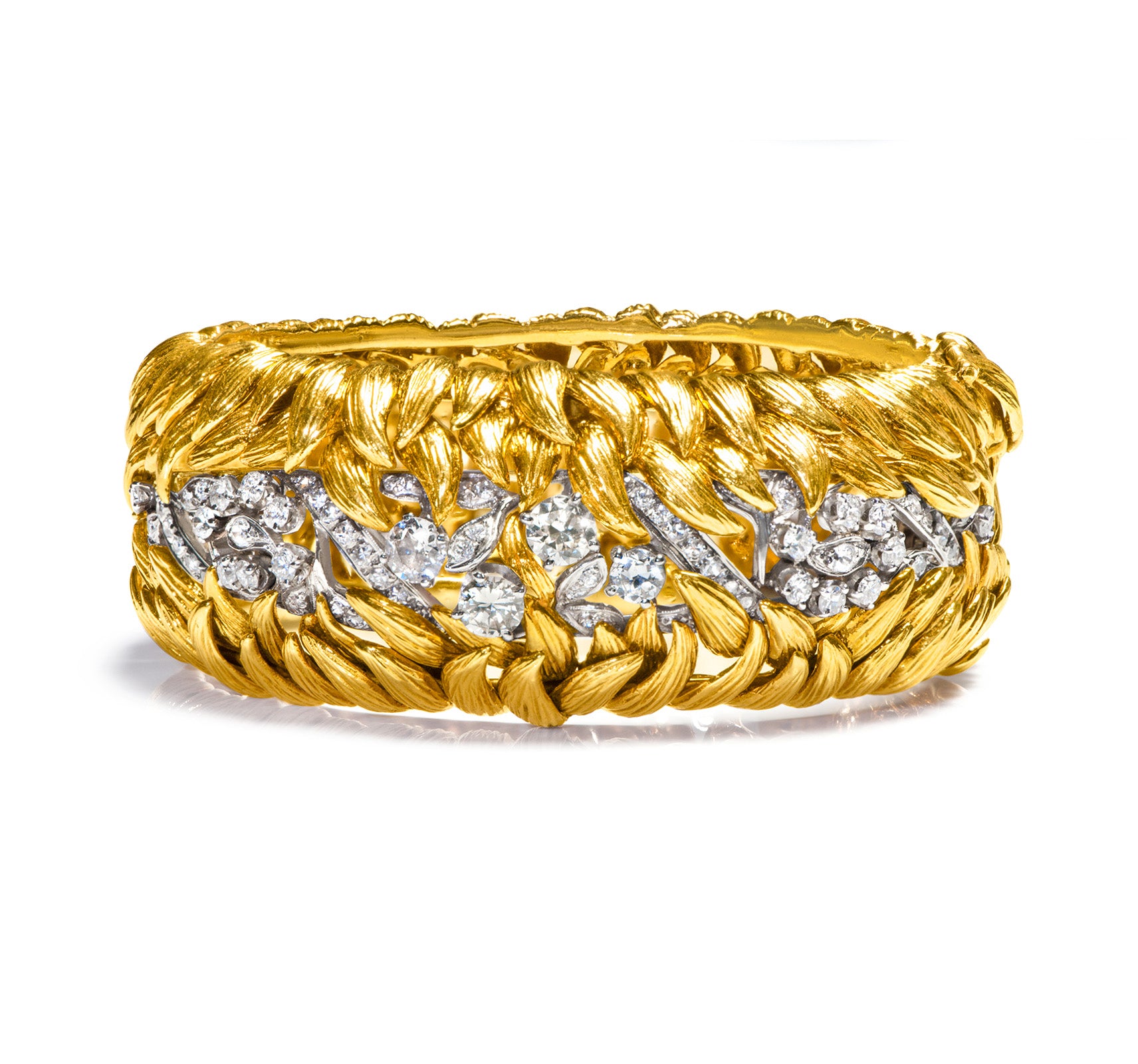 David Webb 18K Gold Wide Diamond Bracelet vintage