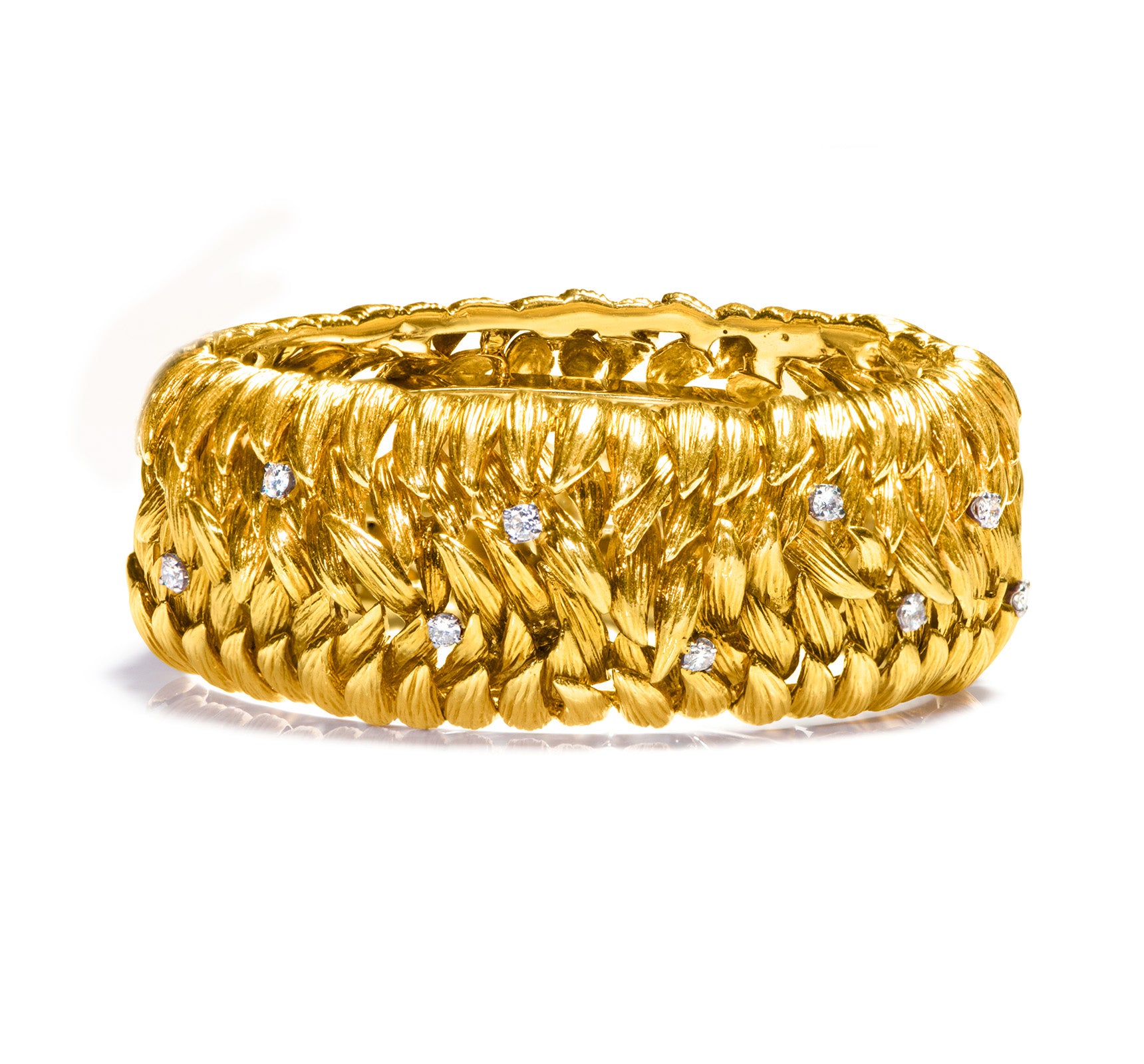 David Webb 18K yellow Gold Wide Diamond Bracelet