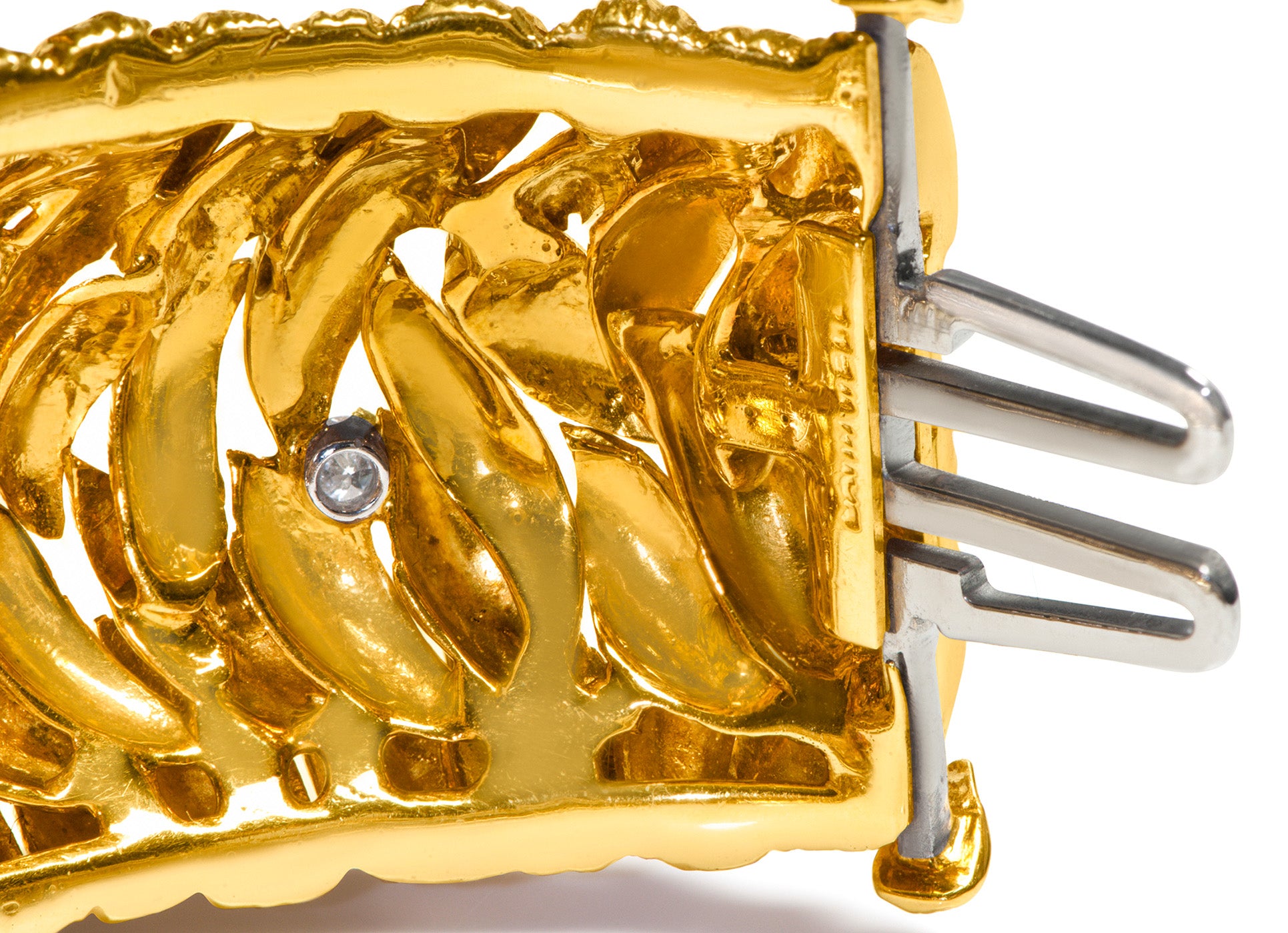 David Webb 18K Gold Wide Diamond Bracelet