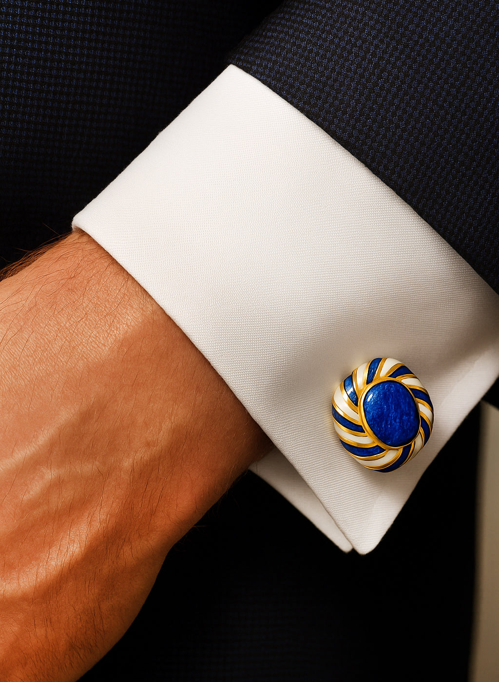 David Webb 18K Gold Cufflinks Enamel