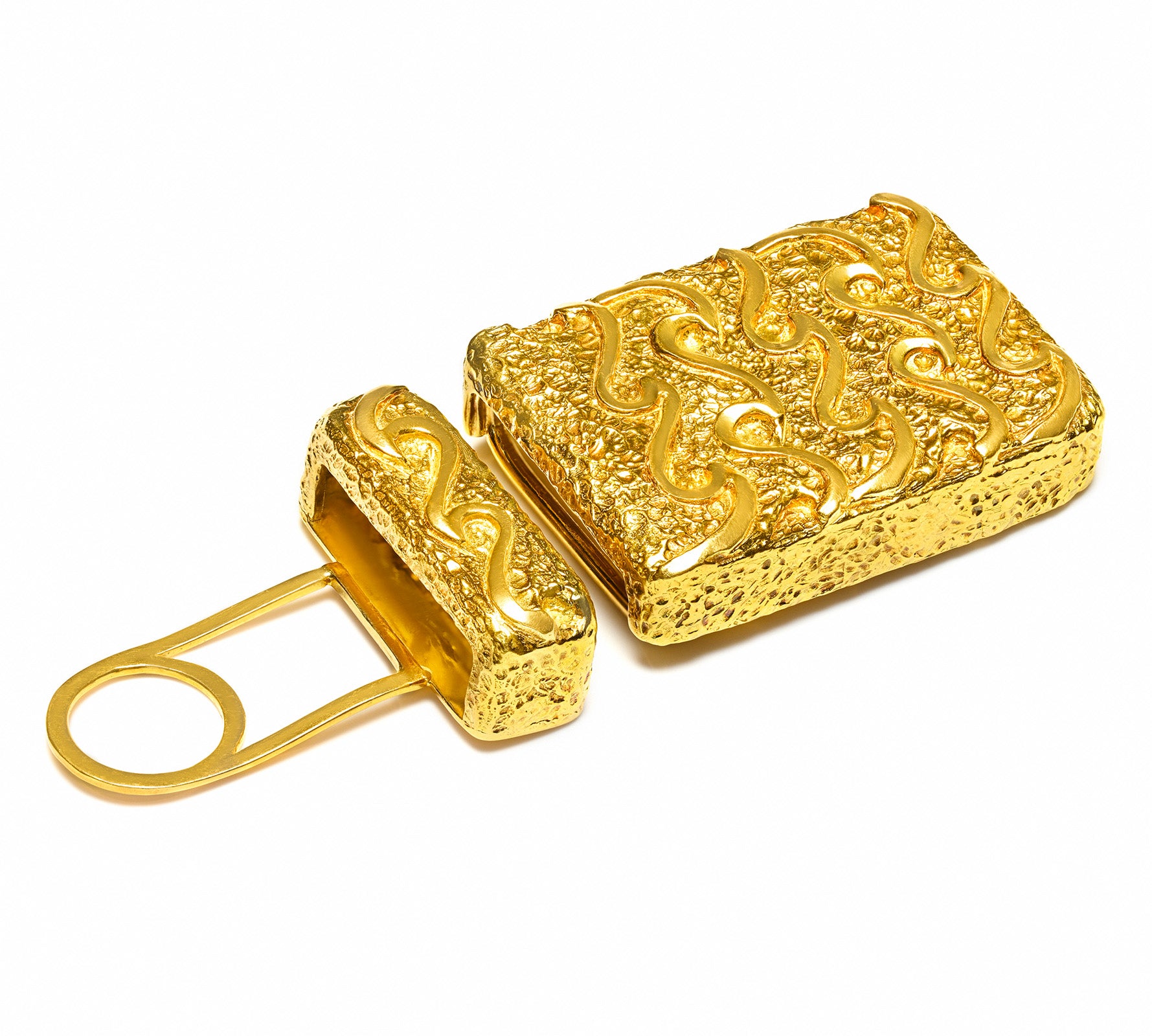 David Webb 18K Gold Belt Buckle Flame Design