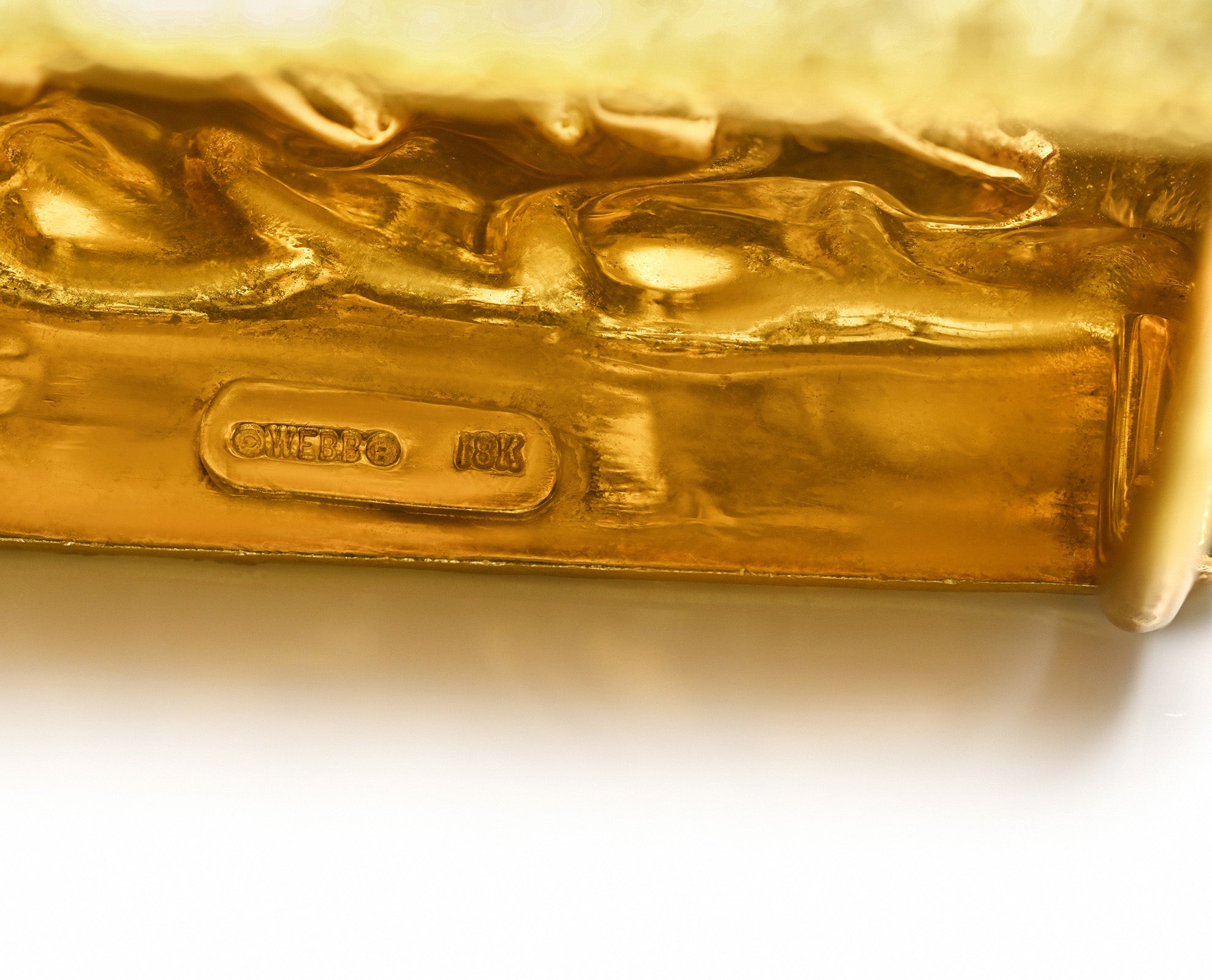 David Webb 18K Yellow Gold Textured Belt Buckle – Flame Design vtg