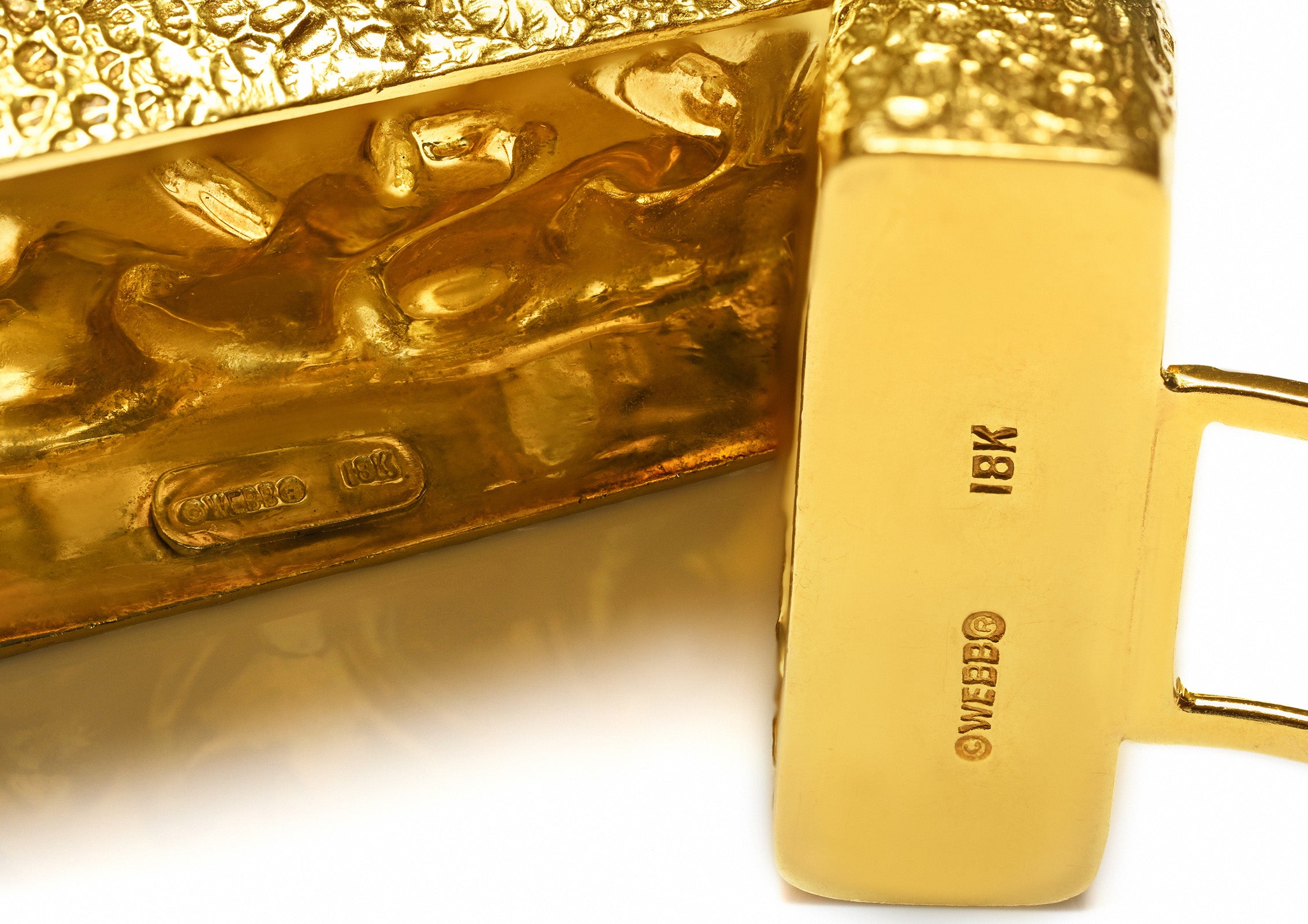 David Webb 18K Yellow Gold Textured Belt Buckle – Flame Design vintage