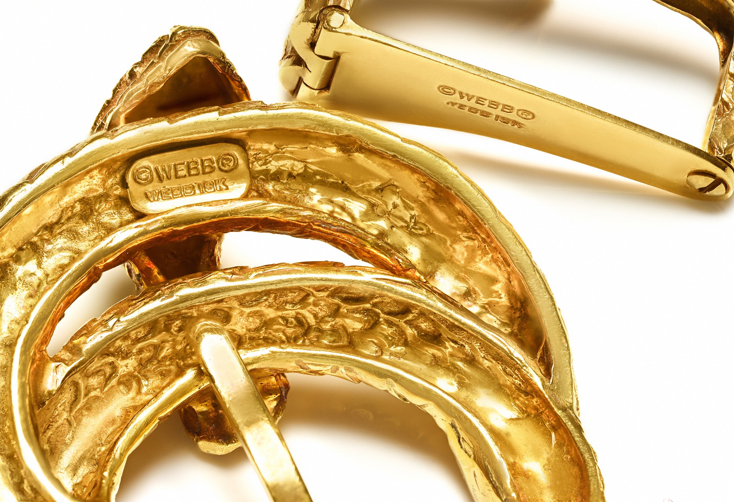 David Webb 18K Yellow Gold Textured Snake Belt Buckle