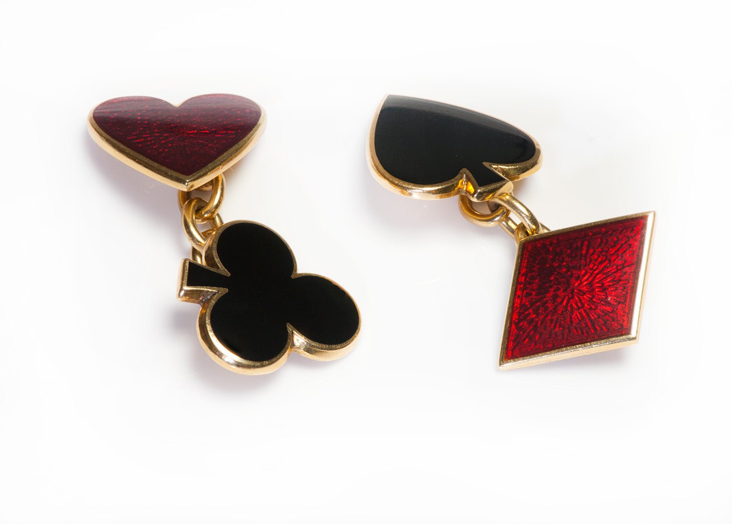 Deakin & Francis 18K Gold Enamel Playing Card Cufflinks