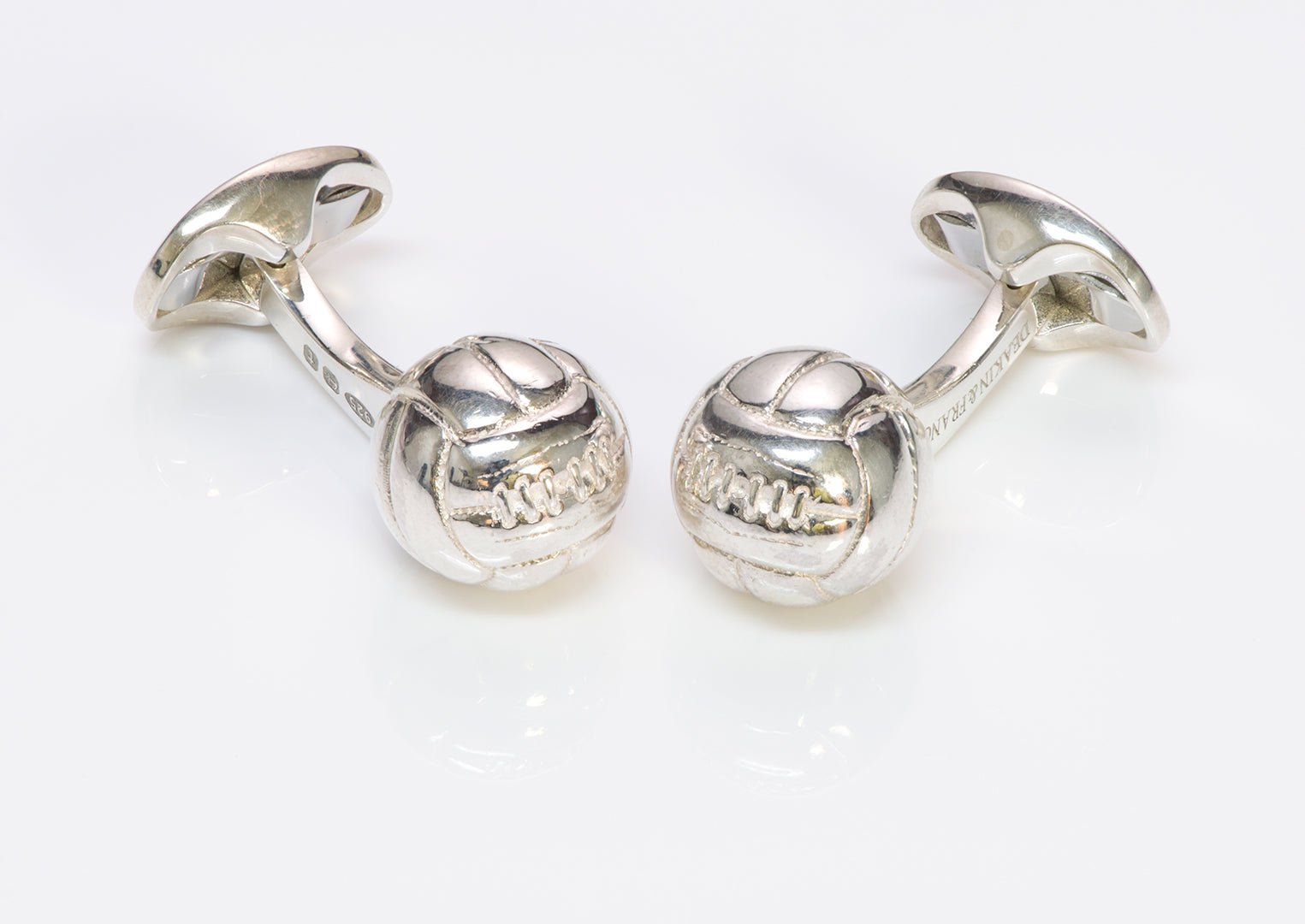Deakin & Francis Silver Cufflinks Depicting Vintage Footballs
