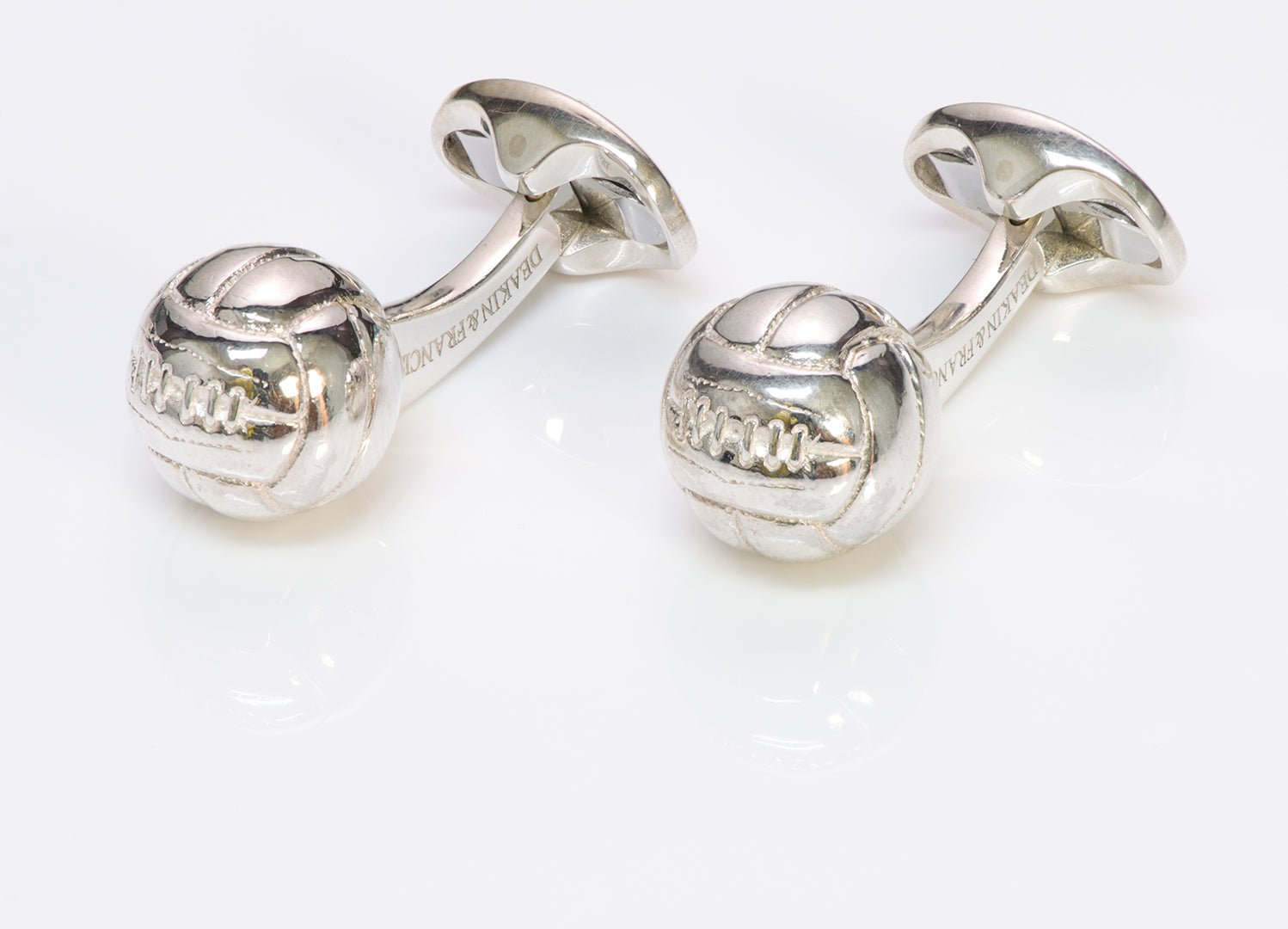 Deakin & Francis Silver Cufflinks Depicting Vintage Footballs