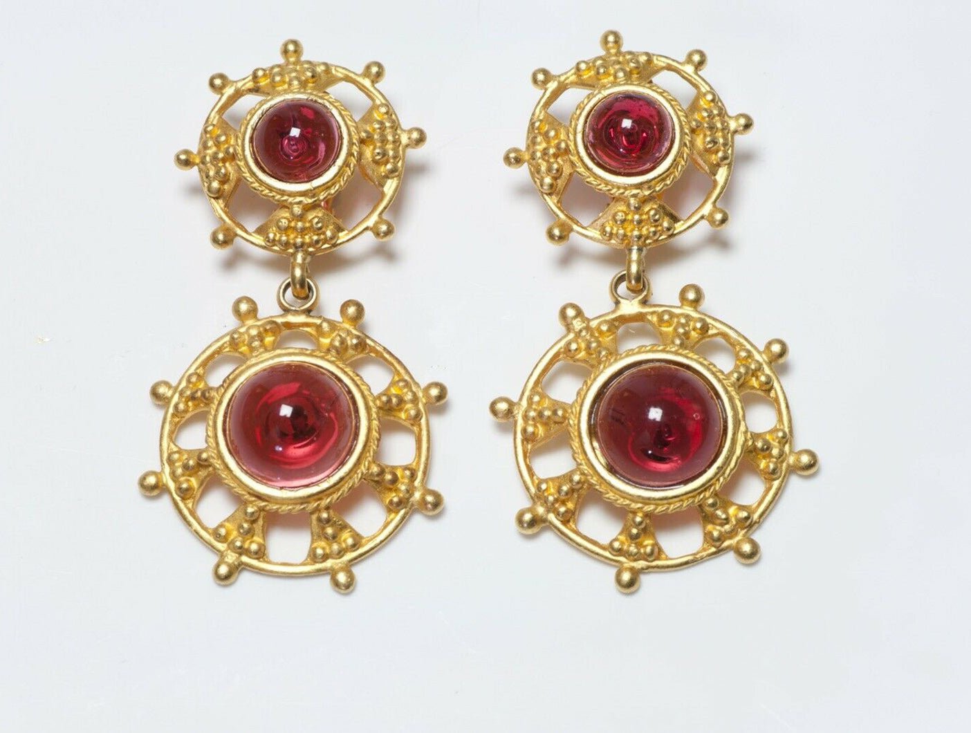 Deanna Hamro 1980’s Long Red Poured Glass Earrings