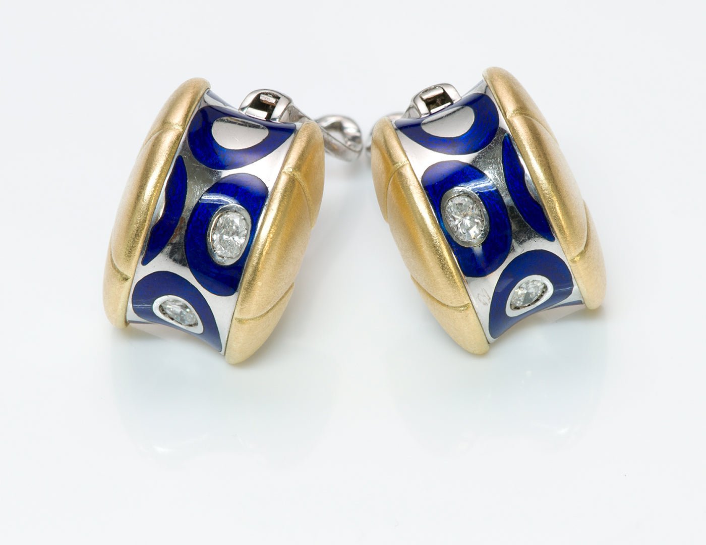 Diamond 18K Gold Enamel Earrings