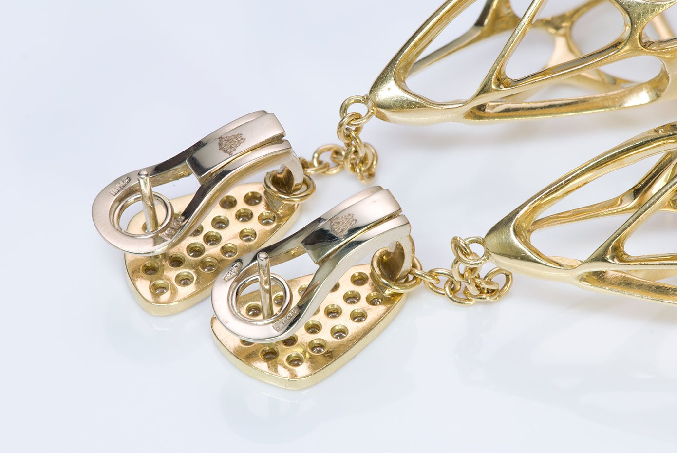 Diamond 18K Yellow Gold Teardrop Long Earrings