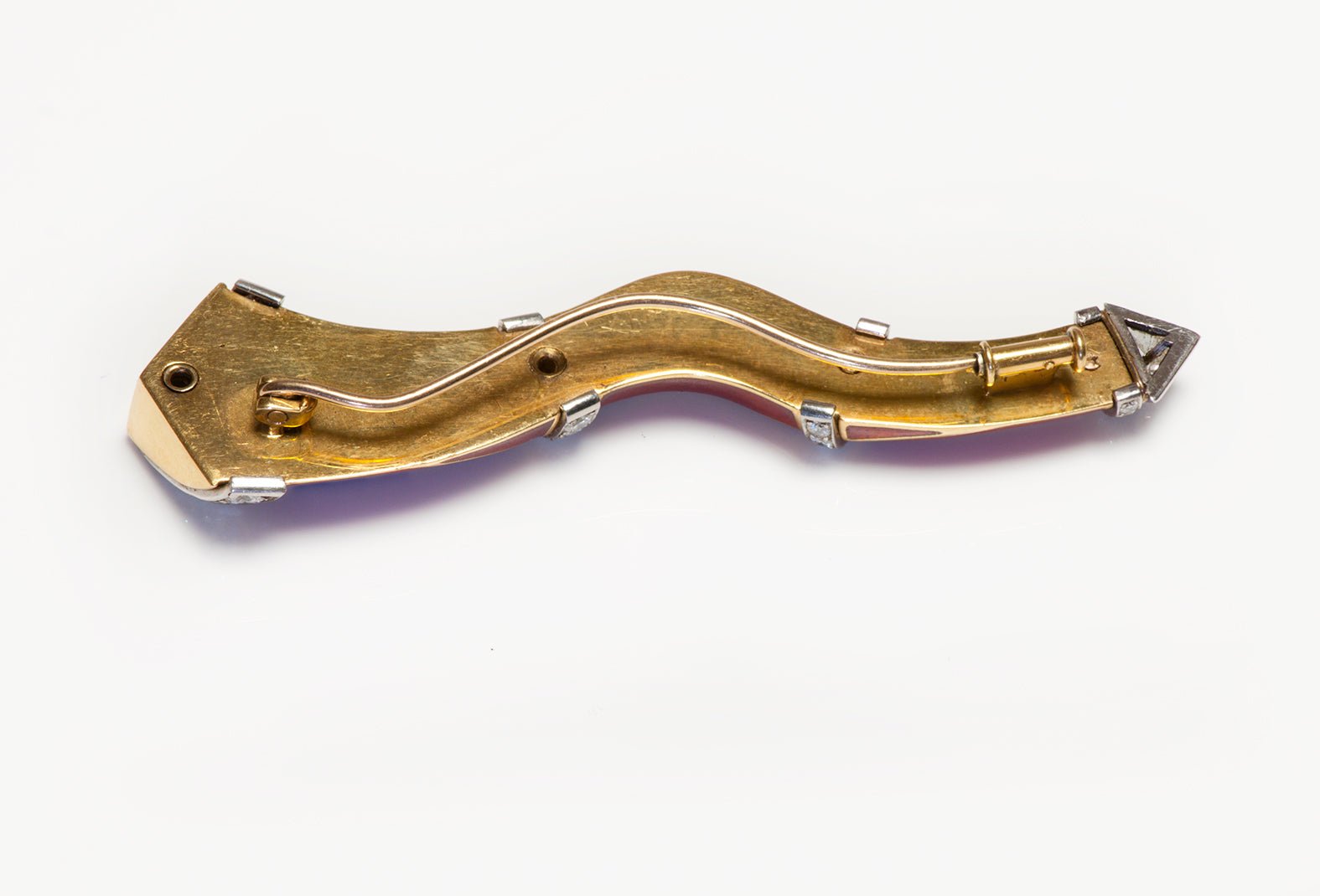 Diamond Enamel 18K Gold Brooch
