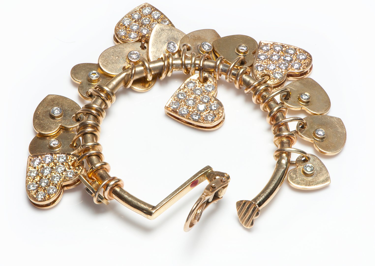 Diamond Heart Gold Hoop Earrings