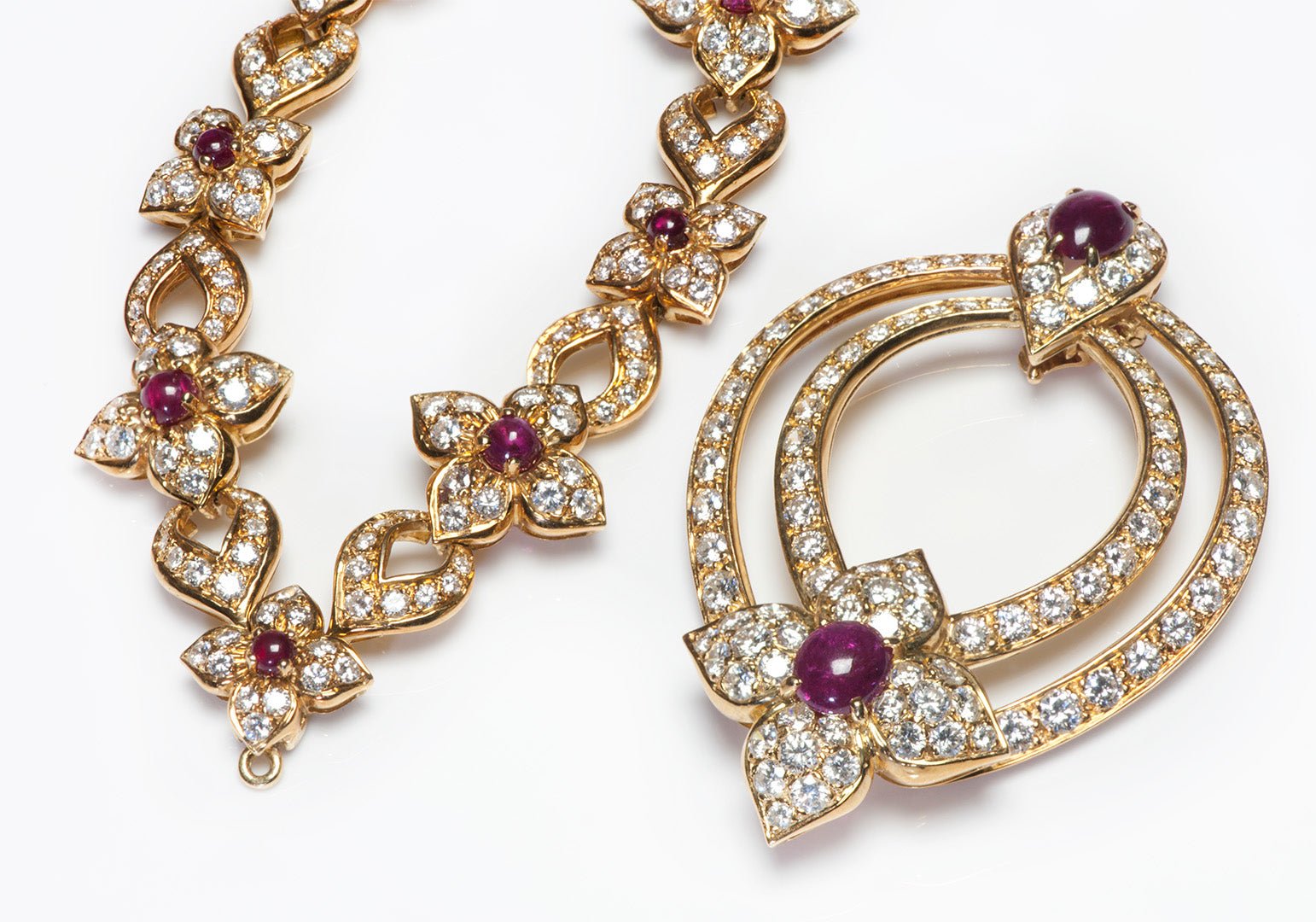 Diamond Ruby 18K Gold Necklace Pendant