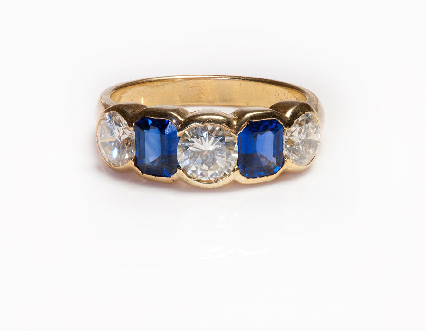 Diamond Sapphire 18K Yellow Gold Ring