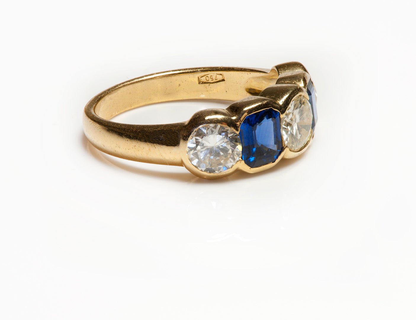 Diamond Sapphire 18K Yellow Gold Ring