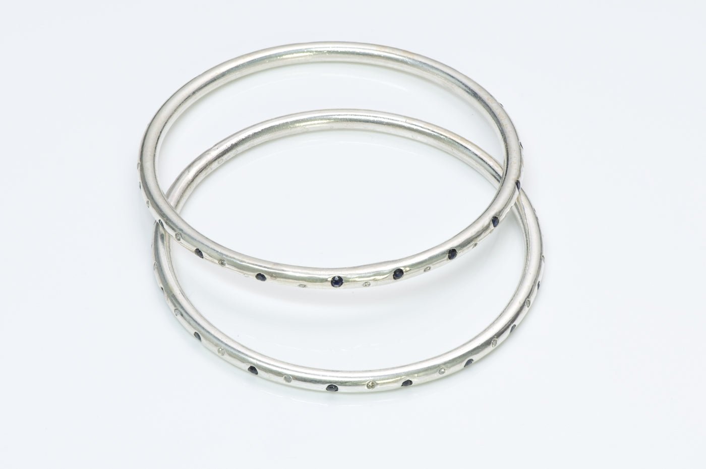 Diamond Silver Bangle Pair