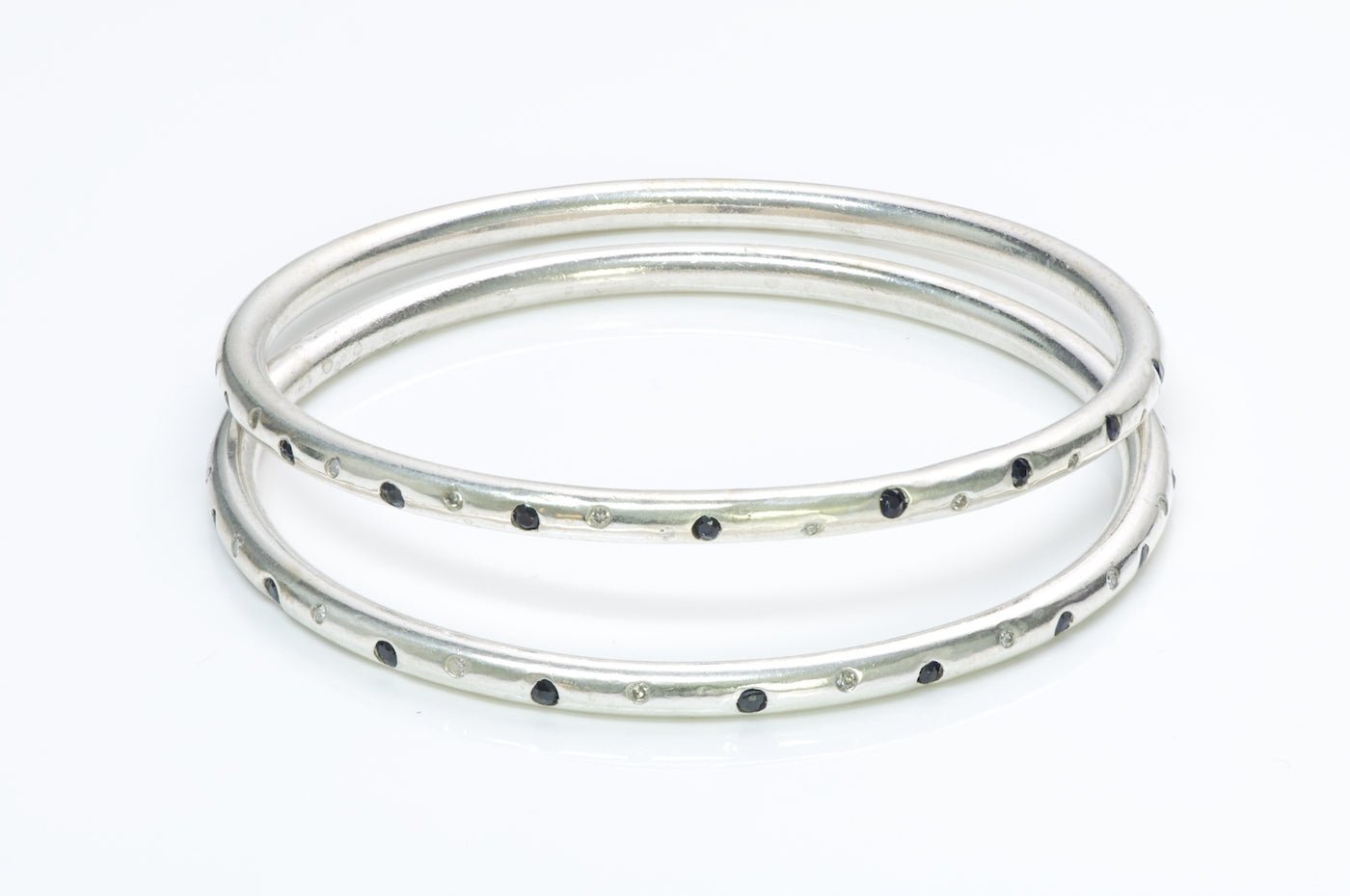 Diamond Silver Bangle Pair