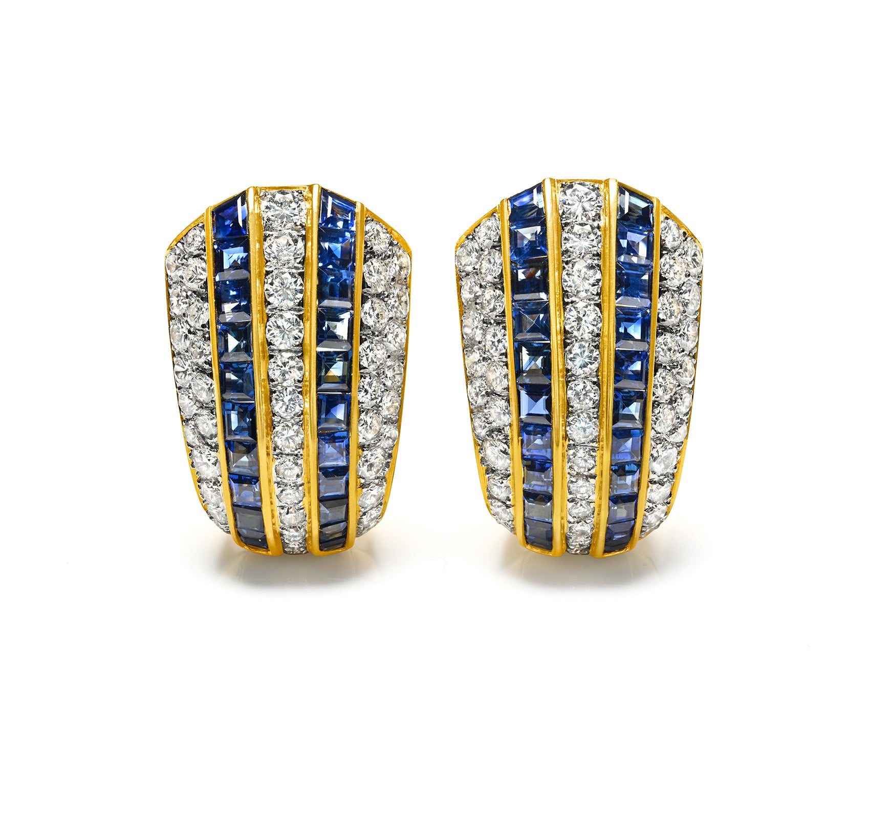 Diamond Sapphire Earrings in 18K Gold
